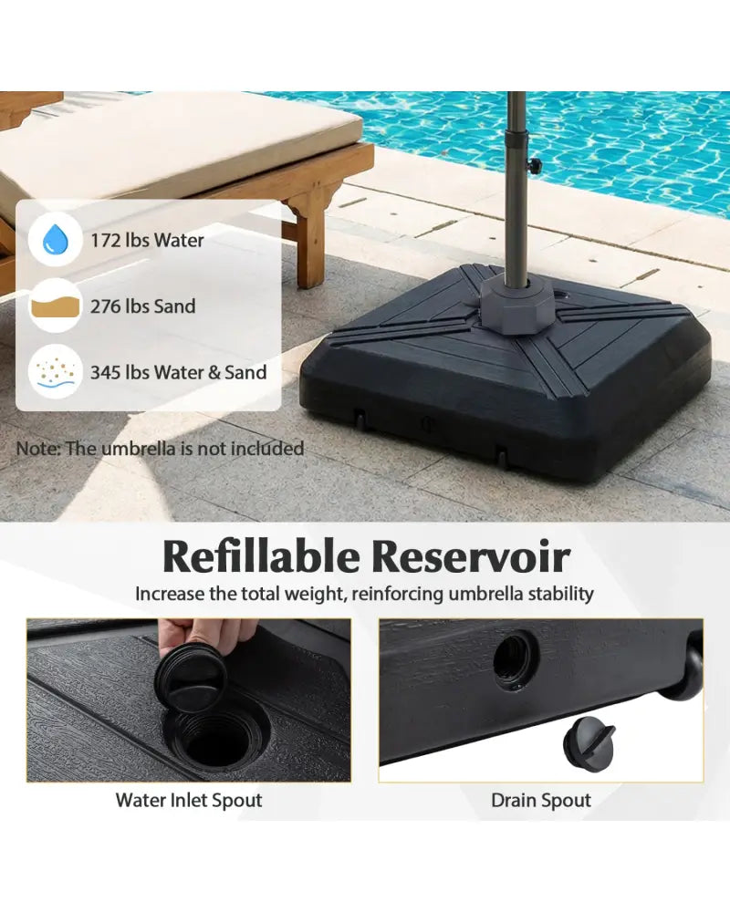 Cantilever Offset Umbrella Base with Wheels for Backyard Poolside - Outdoor Umbrella Bases