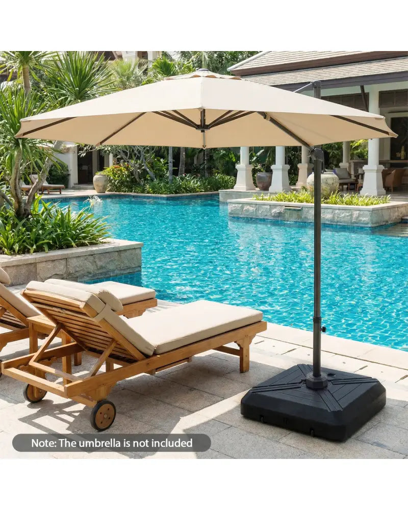 Cantilever Offset Umbrella Base with Wheels for Backyard Poolside - Outdoor Umbrella Bases