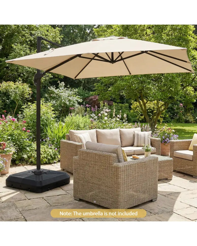 Cantilever Offset Umbrella Base with Wheels for Backyard Poolside - Outdoor Umbrella Bases