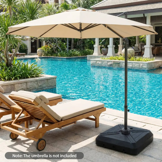 Cantilever Offset Umbrella Base with Wheels for Backyard Poolside - Outdoor Umbrella Bases