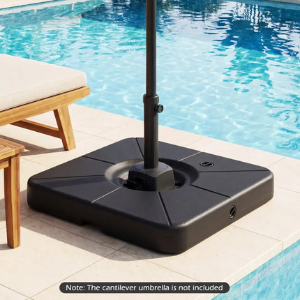 Cantilever Patio Umbrella Base 220 LBS Water and Sand Fillable Weighted Stand-Black - Black - Outdoor Umbrella Bases
