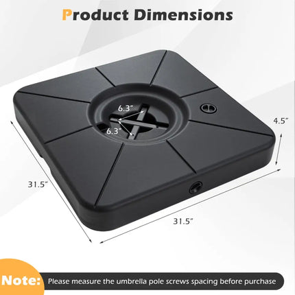 Cantilever Patio Umbrella Base 220 LBS Water and Sand Fillable Weighted Stand-Black - Black - Outdoor Umbrella Bases