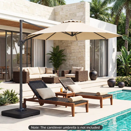 Cantilever Patio Umbrella Base 220 LBS Water and Sand Fillable Weighted Stand-Black - Black - Outdoor Umbrella Bases