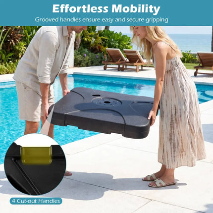 Cantilever Patio Umbrella Base 242 LBS Water and Sand Fillable Weighted Stand - Outdoor Umbrella Bases