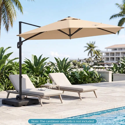 Cantilever Patio Umbrella Base 242 LBS Water and Sand Fillable Weighted Stand - Outdoor Umbrella Bases