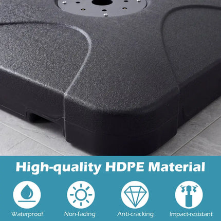Cantilever Patio Umbrella Base 242 LBS Water and Sand Fillable Weighted Stand - Outdoor Umbrella Bases