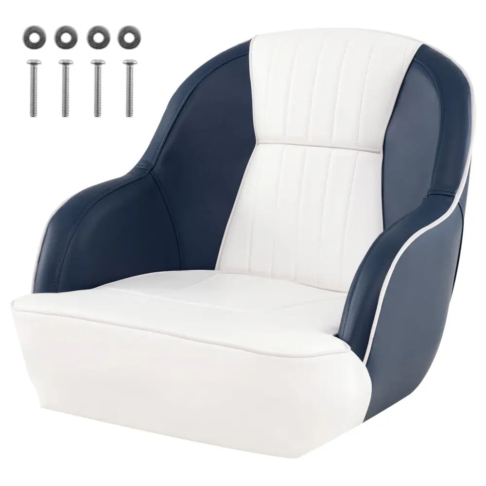 Captain Bucket Seat Pontoon Boat Chair with PVC Leather and Armrests-Blue - Blue - Water Sports