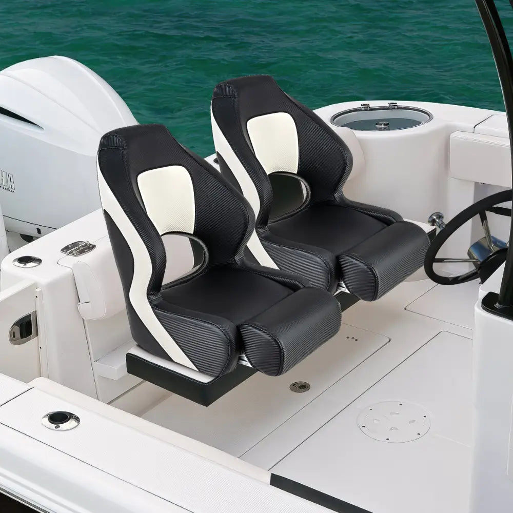 Captain Bucket Seat with Waterproof PVC Leather for Sightseeing Boat-Black - Black - Water Sports