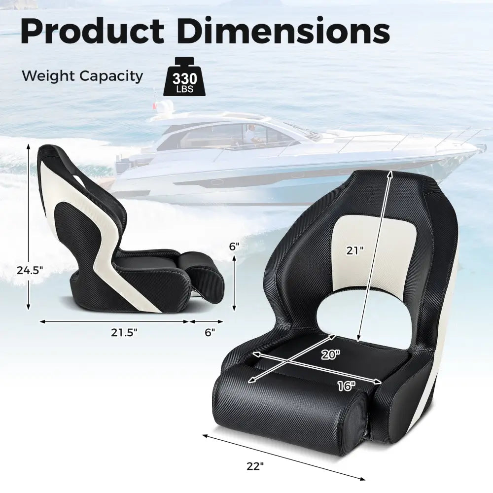 Captain Bucket Seat with Waterproof PVC Leather for Sightseeing Boat-Black - Black - Water Sports
