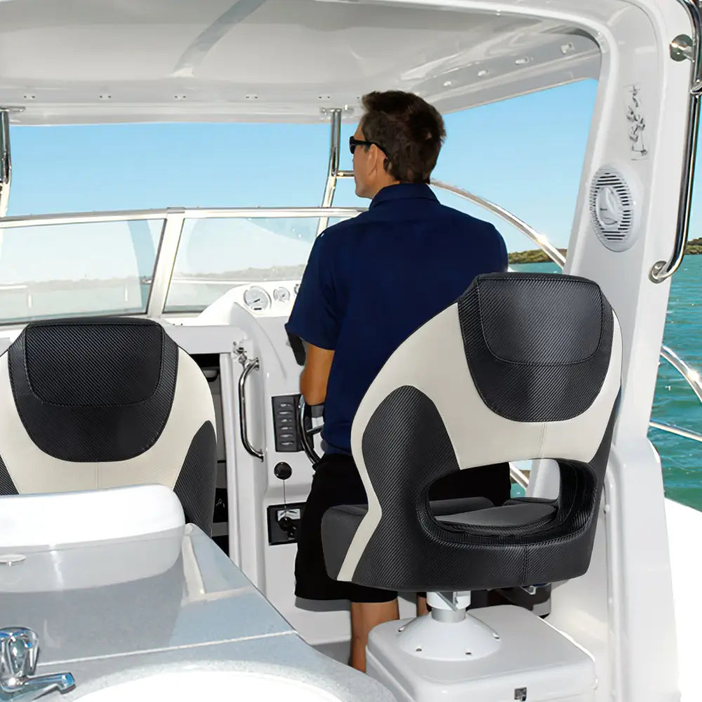 Captain Bucket Seat with Waterproof PVC Leather for Sightseeing Boat-Black - Black - Water Sports