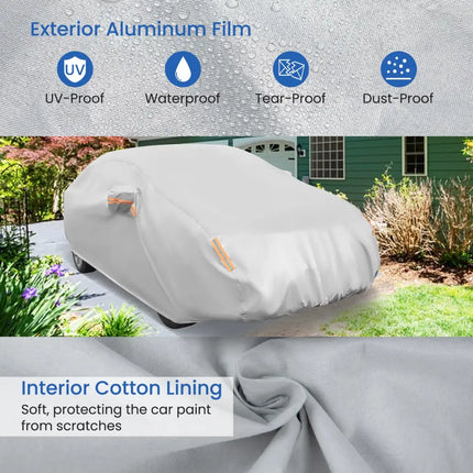 Car Cover for Automobiles 185 Inch Rain Sun UV Protection Universal Fit Sedan Toyota Corolla - Silver - Garages