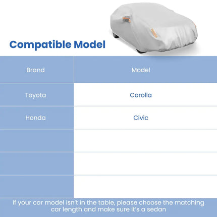 Car Cover for Automobiles 185 Inch Rain Sun UV Protection Universal Fit Sedan Toyota Corolla - Silver - Garages