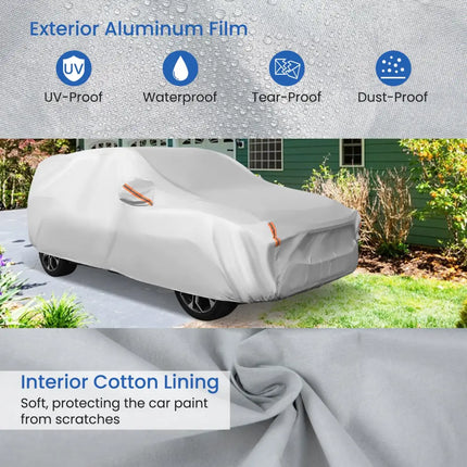 Car Cover for Automobiles 190 Inch Rain Sun UV Protection Universal Fit SUV Chevrolet Hyundai Kia Mazda - Silver