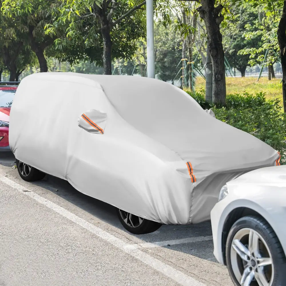 Car Cover for Automobiles 190 Inch Rain Sun UV Protection Universal Fit SUV Chevrolet Hyundai Kia Mazda - Silver