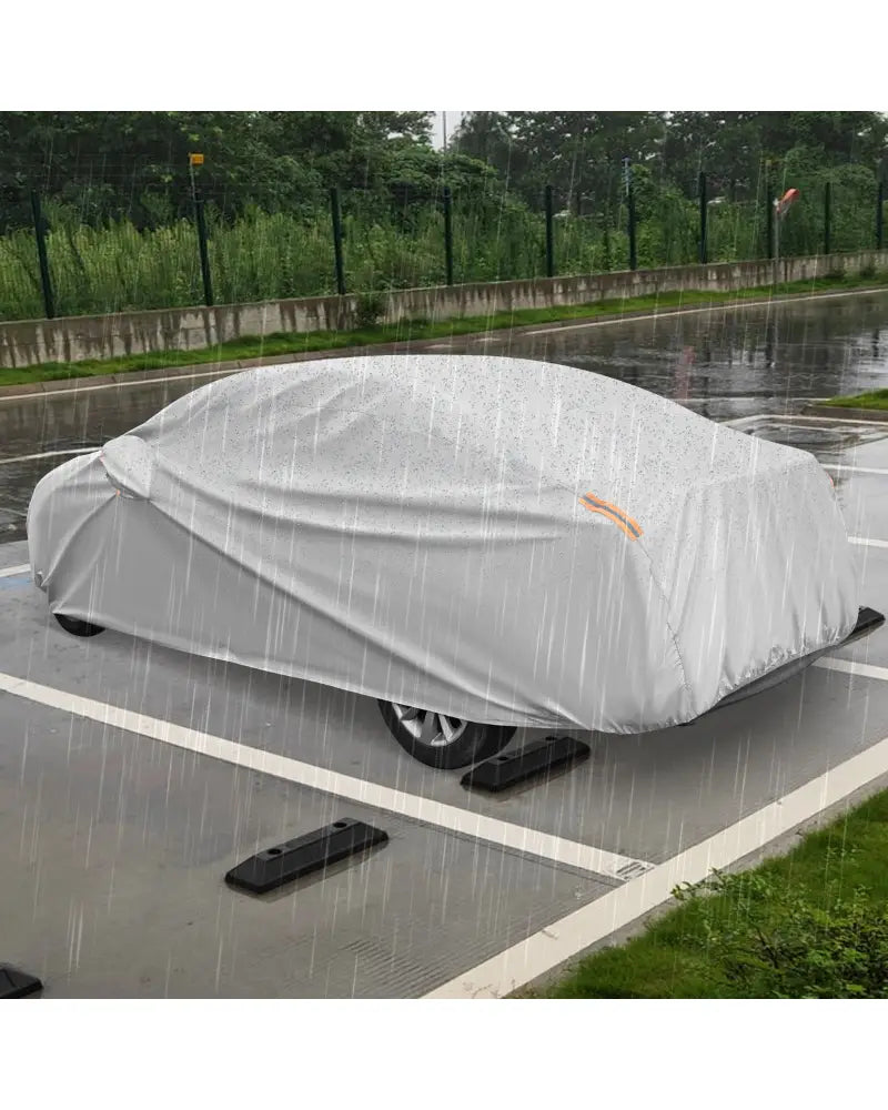 Car Cover for Automobiles 193 Inch Rain Sun UV Protection Universal Fit Sedan Chevrolet Ford Nissan - Silver - Garages