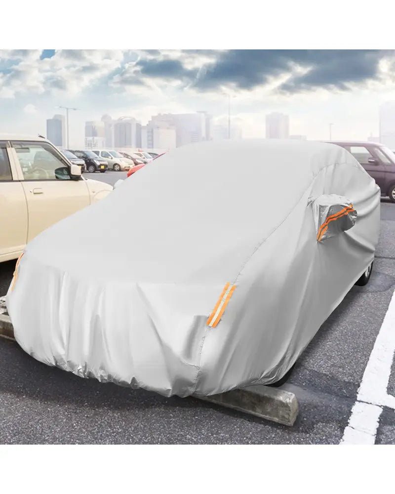 Car Cover for Automobiles 193 Inch Rain Sun UV Protection Universal Fit Sedan Chevrolet Ford Nissan - Silver - Garages