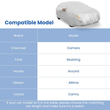 Car Cover for Automobiles 193 Inch Rain Sun UV Protection Universal Fit Sedan Chevrolet Ford Nissan - Silver - Garages