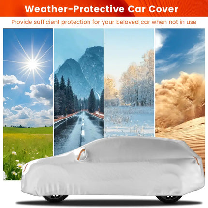 Car Cover for Automobiles 200 Inch Rain Sun UV Protection Fit SUV BMW Honda Lexus Mercedes-Benz - Silver - Garages