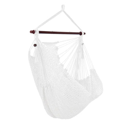 Caribbean Hammock Chair with Metal Spreader Bar Woven Rope Swing-Beige - Beige - Hammocks