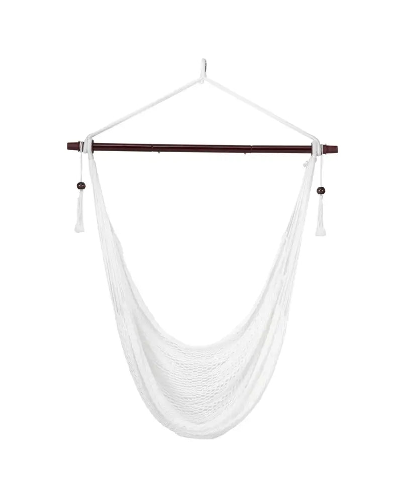 Caribbean Hammock Chair with Metal Spreader Bar Woven Rope Swing-Beige - Beige - Hammocks