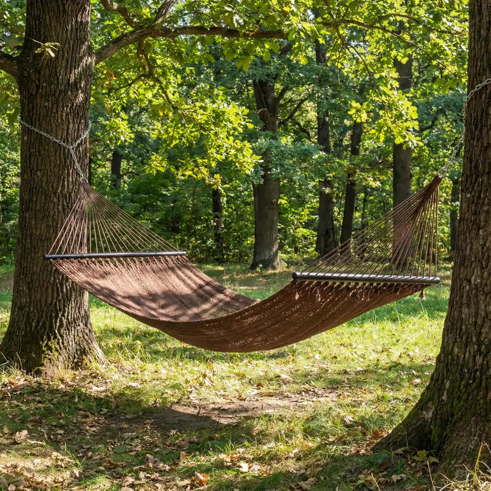 Caribbean Hammock with Spreader Bar for Patio Poolside-Brown - Brown - Hammocks