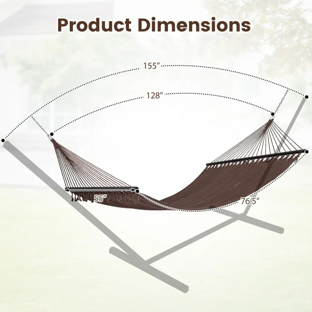 Caribbean Hammock with Spreader Bar for Patio Poolside-Brown - Brown - Hammocks
