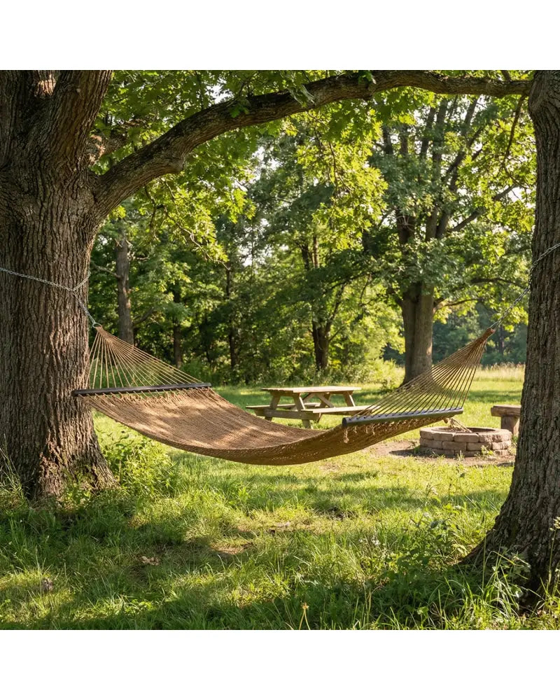 Caribbean Hammock with Spreader Bar for Patio Poolside-Khaki - Khaki - Hammocks