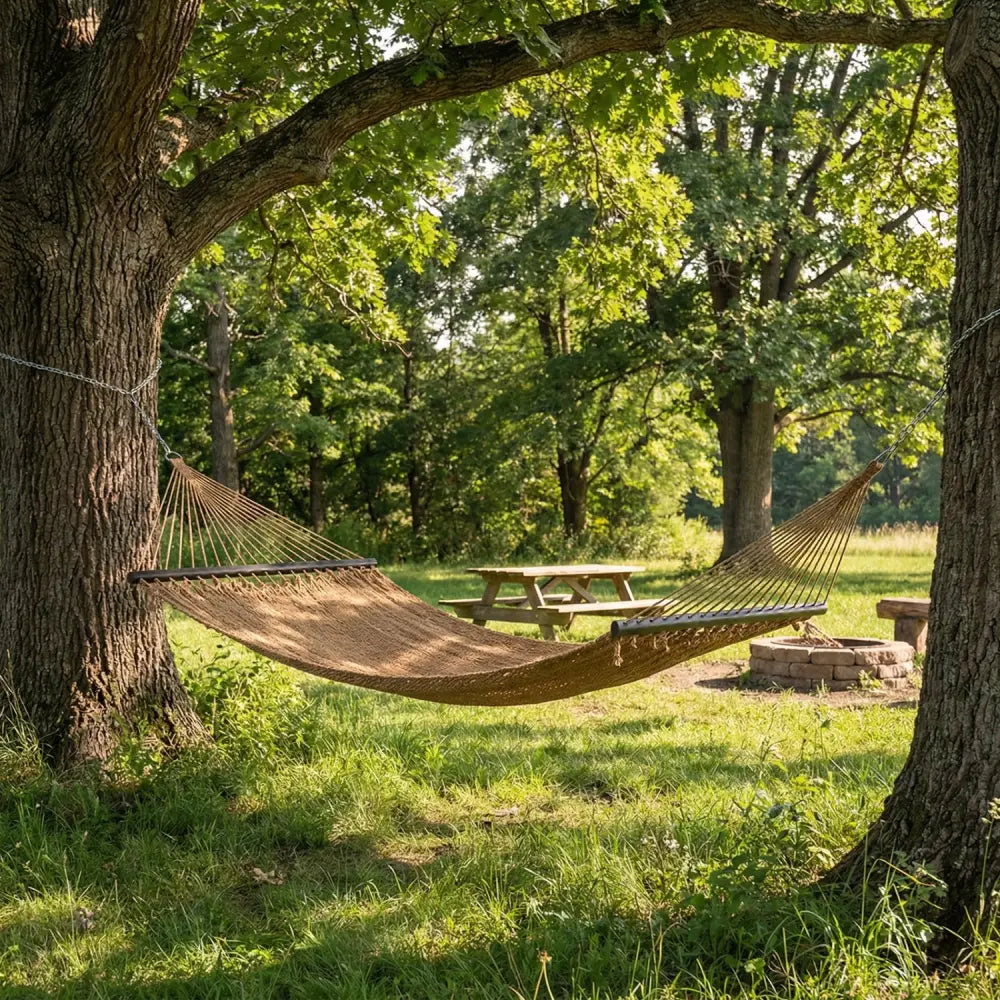 Caribbean Hammock with Spreader Bar for Patio Poolside-Khaki - Khaki - Hammocks