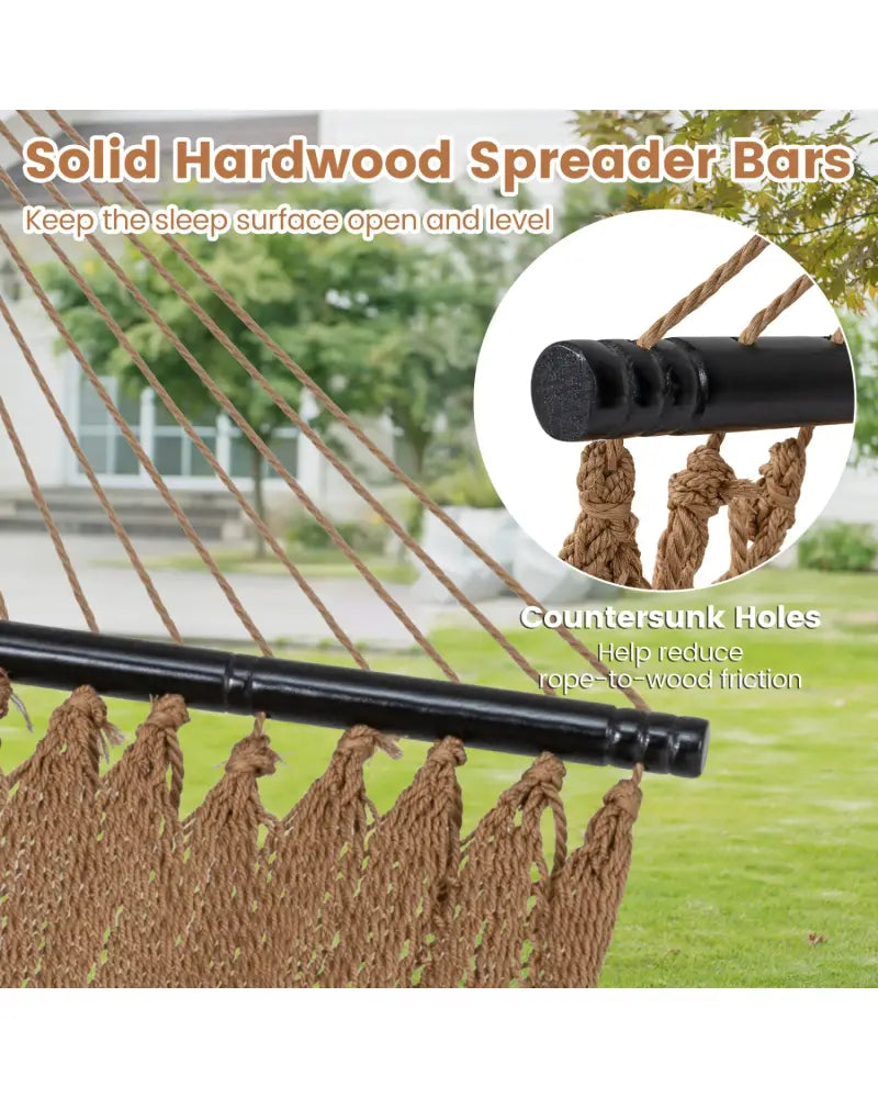 Caribbean Hammock with Spreader Bar for Patio Poolside-Khaki - Khaki - Hammocks
