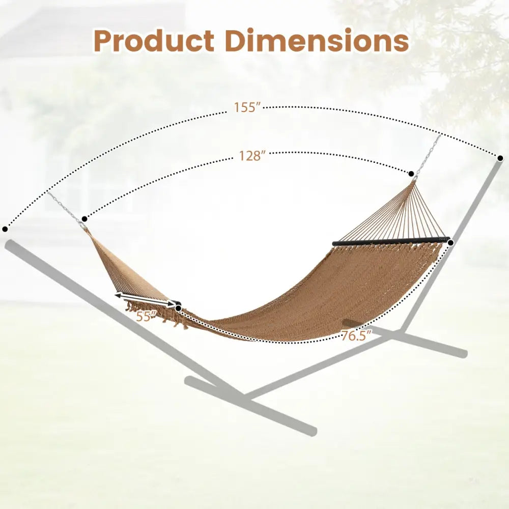 Caribbean Hammock with Spreader Bar for Patio Poolside-Khaki - Khaki - Hammocks
