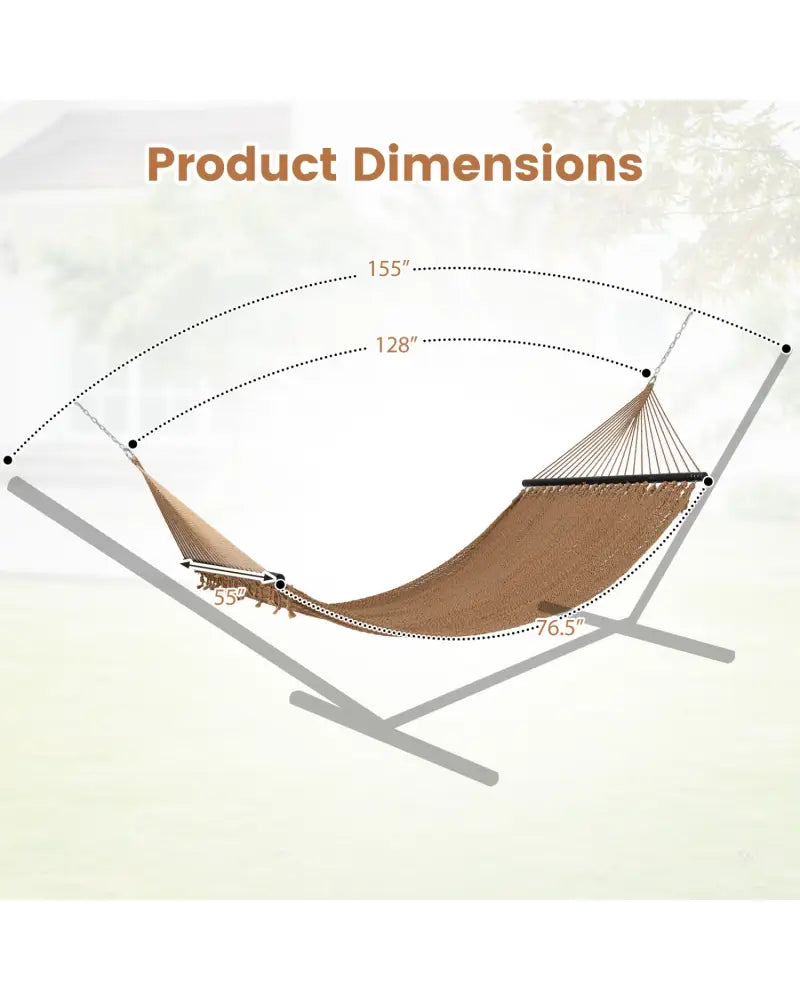 Caribbean Hammock with Spreader Bar for Patio Poolside-Khaki - Khaki - Hammocks