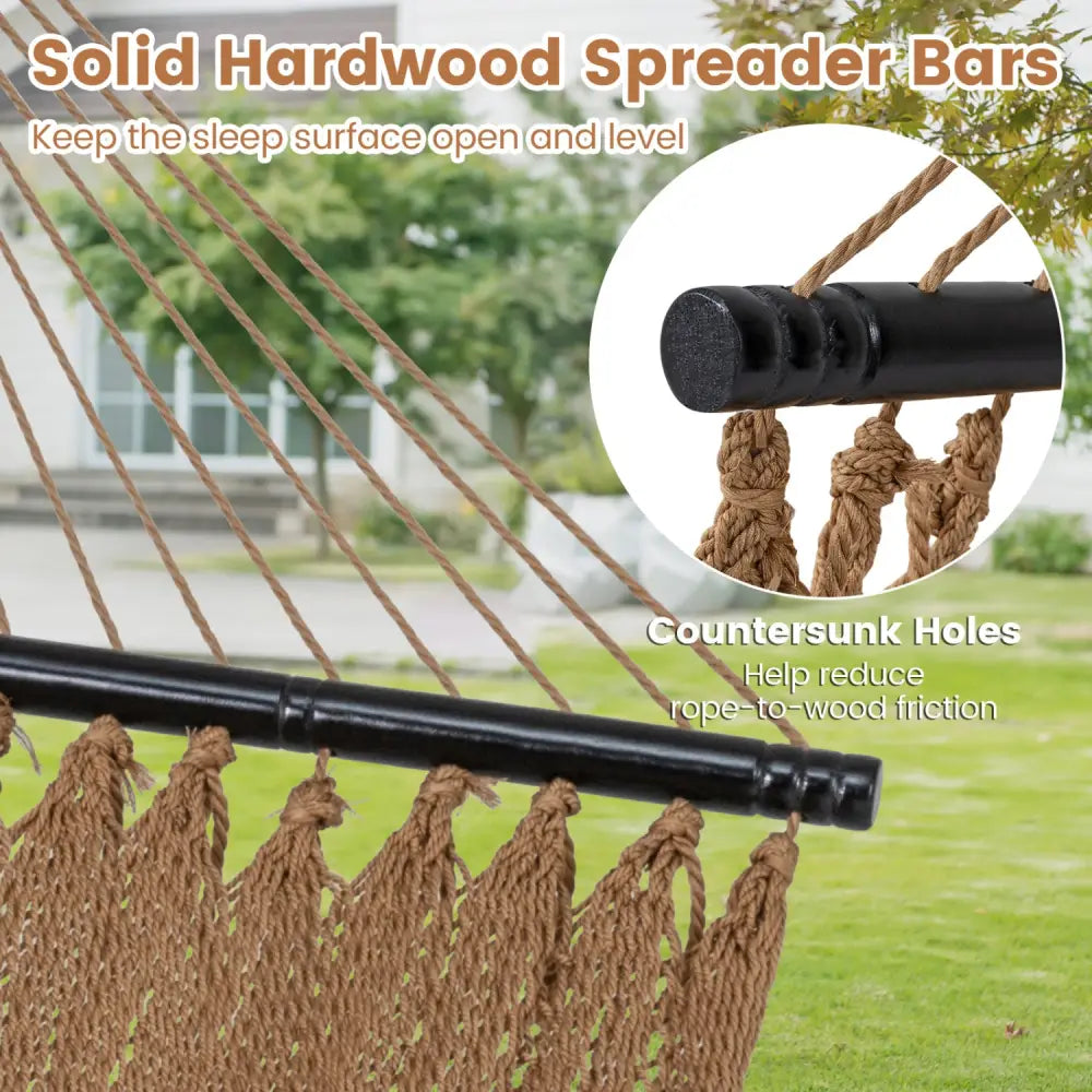 Caribbean Hammock with Spreader Bar for Patio Poolside-Khaki - Khaki - Hammocks