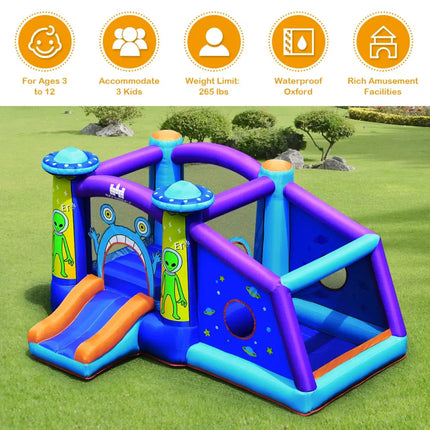 Castle Jumping Bouncer with Water Slide and 550W Blower - Bounce House