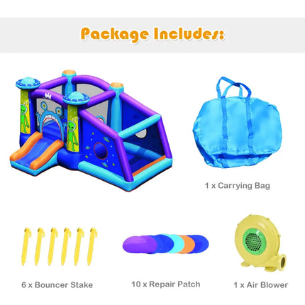 Castle Jumping Bouncer with Water Slide and 550W Blower - Bounce House