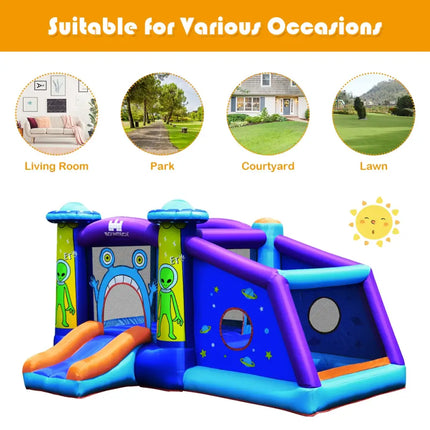 Castle Jumping Bouncer with Water Slide and 550W Blower - Bounce House
