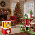 Cat Furniture Set with 58 Inch Tall Cat Tree Tower and 2 Gift Box Shaped Cute Christmas Cat House - Cat Supplies