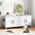 Cat Litter Box Enclosure for 2 Cats Modern Kitty Litter Box Furniture Hidden-White - White - Cat Houses