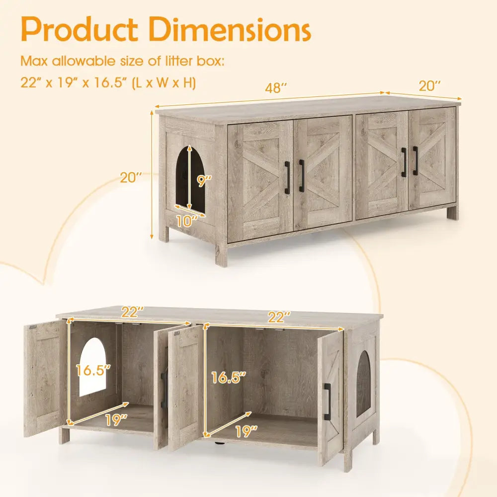 Cat Litter Box Enclosure for 2 Cats Modern Kitty Litter Box Furniture Hidden-Oak - Oak - Cat Houses