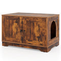 Cat Litter Box Enclosure Furniture Indoor Wooden Cat House End Side Table Nightstand-Brown - Brown - Cat Supplies