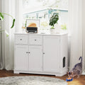 Cat Litter Box Enclosure with 2 Drawers and 3 Doors for Kittens and Adult Cats-White - White - Cat Houses