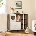 Cat Litter Box Enclosure with 3 Sisal Scratching Posts for Indoor Cats-Natural - Natural - Cat Houses