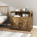 Cat Litter Box Enclosure with Double Barn Doors Divider Side Entry and Storage Shelf - Oak - Cat Houses