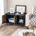 Cat Litter Box Enclosure with Double Door Cabinet - Natural - Cat Houses