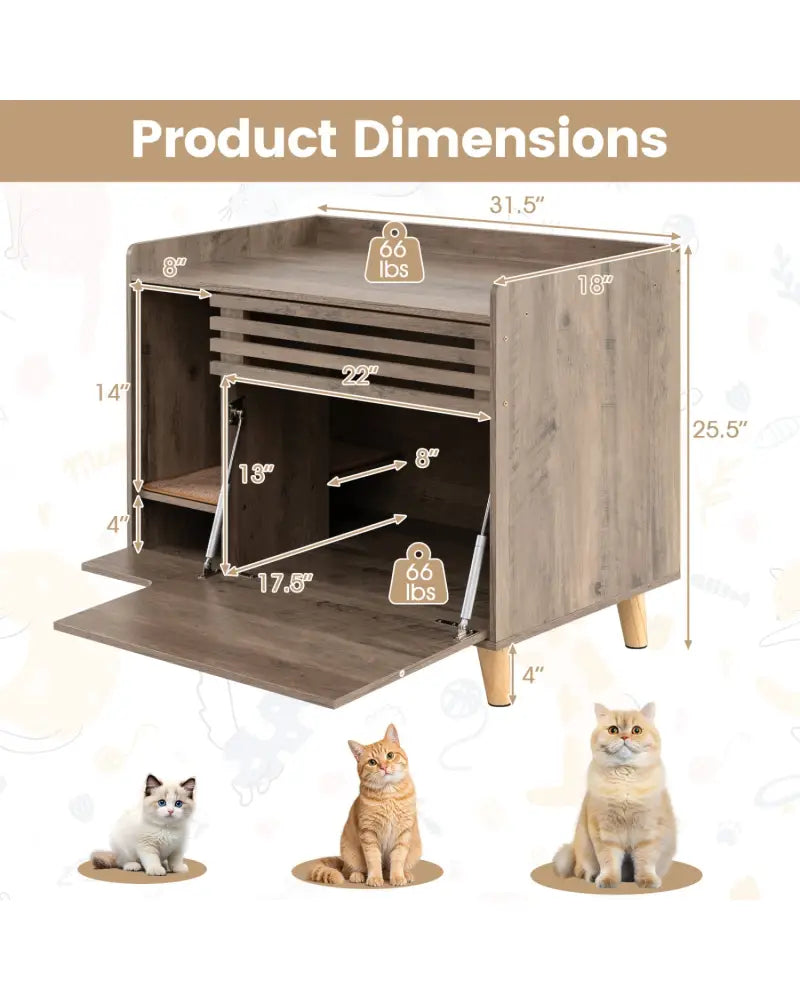Cat Litter Box Enclosure with Flip-down Opening Door and Scratching Mat-Brown - Brown - Cat Houses