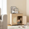 Cat Litter Box Enclosure with Sisal Scratching Doors and Storage-Natural - Natural - Cat Houses