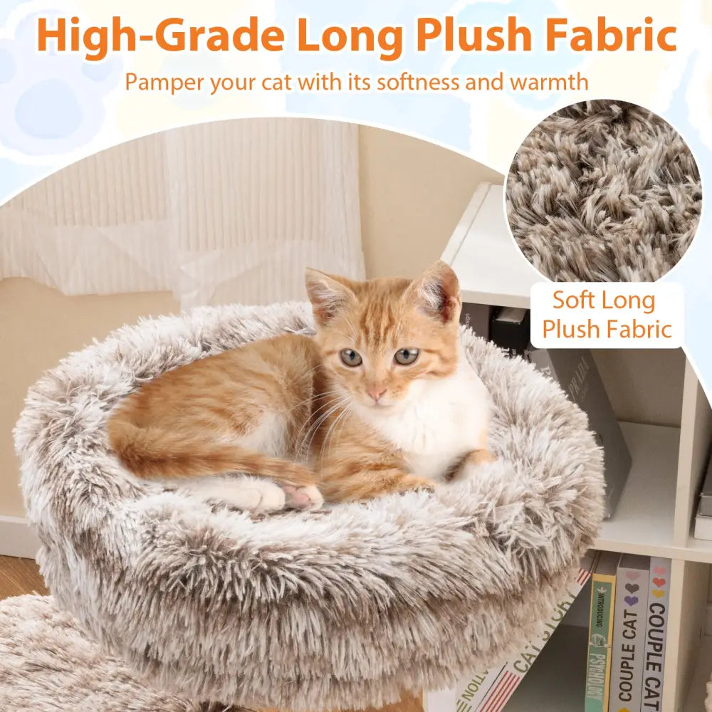 Cat Tree Solid Pear Wood with Perch and Natural Jute Scratching Posts-Brown - Brown - Cat Trees Condos & Scratchers