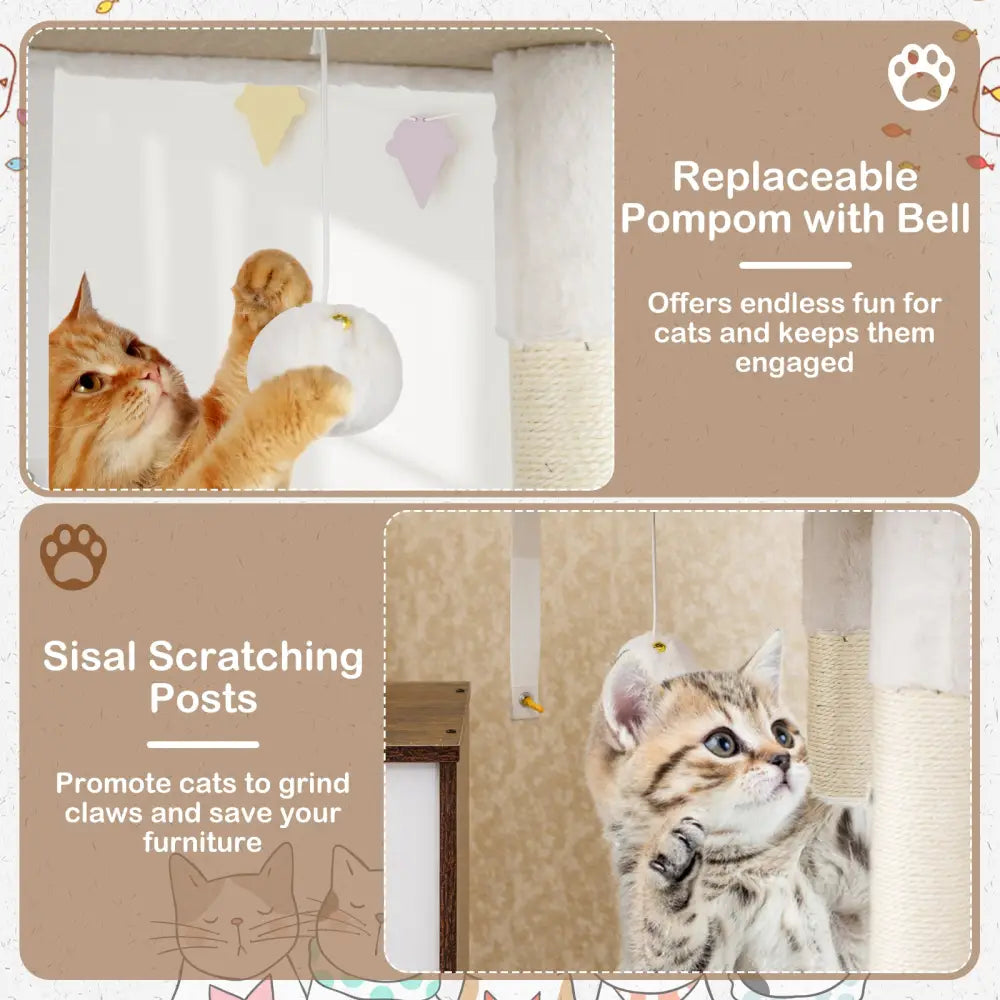 Cat Tree with Litter Box Enclosure for Indoor Cats-Rustic Brown - Rustic Brown - Cat Trees Condos & Scratchers
