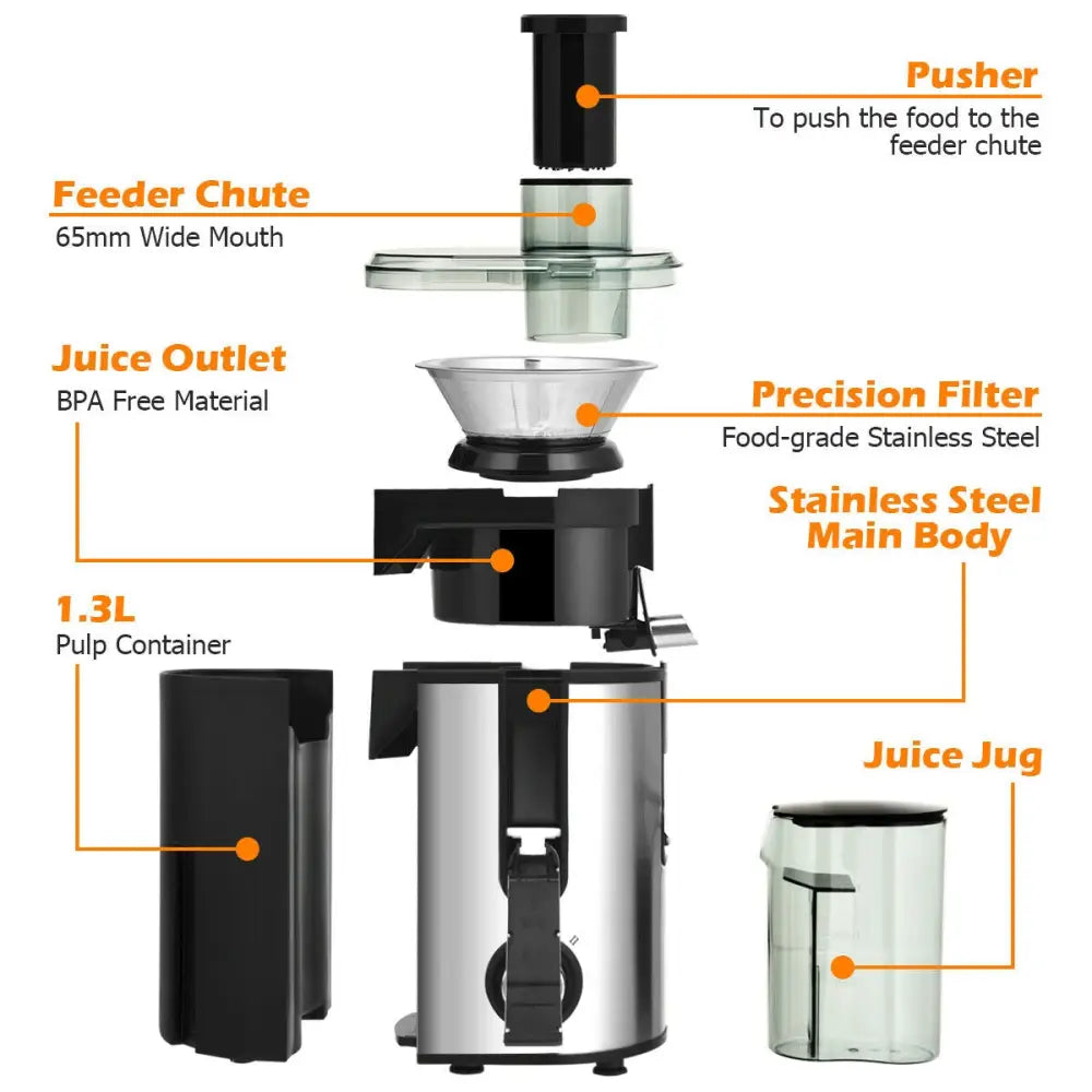 Centrifugal Juicer Machine Juicer Extractor Dual Speed - Silver - Juicers & Coffee Machines
