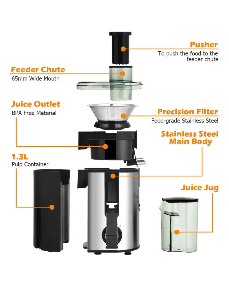 Centrifugal Juicer Machine Juicer Extractor Dual Speed - Silver - Juicers & Coffee Machines