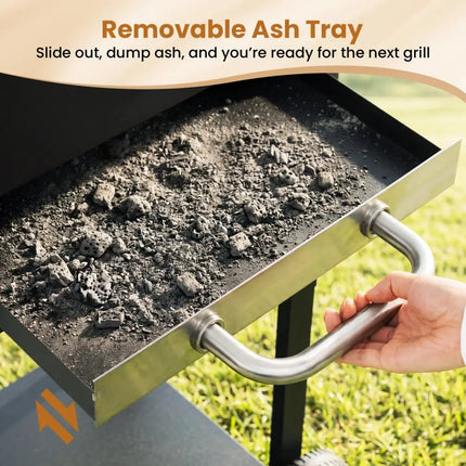 Charcoal Grill with 2 Side Tables & Adjustable Chimney 284 sq.in - Outdoor Grills